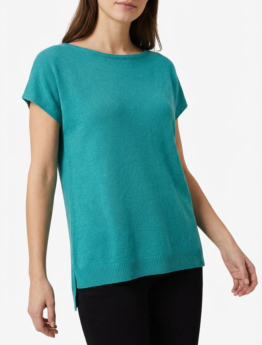 Maglione sottile a tinta unita in maglia - Turchese