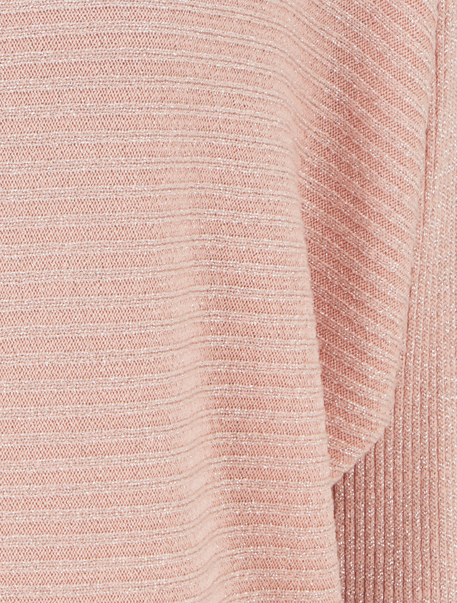 Pull fin irisé à manches longues chauves-souris - Rose - 3