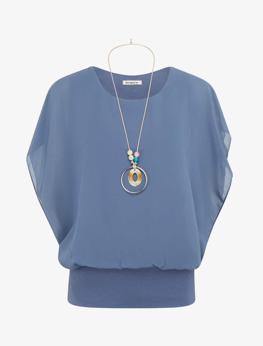 Moomaya Top in Cotone A Maniche Corte con Scollo A Cuore Moomaya Top in Cotone A Maniche Corte con Scollo A Cuore