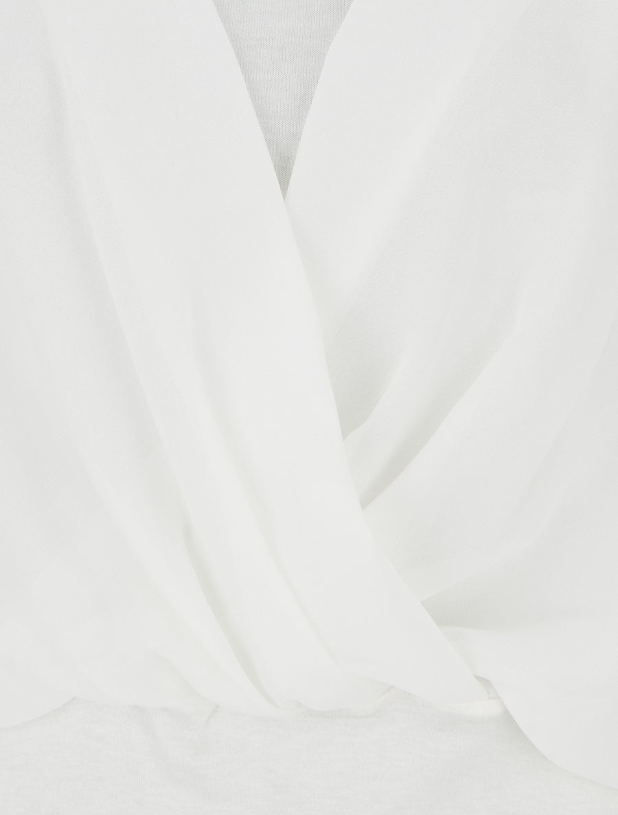 Top uni à manches volantées - Blanc - 3