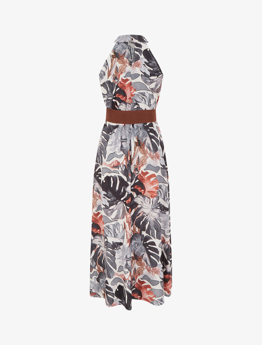 Robe longues sans manches imprimé tropical - Noir - 2