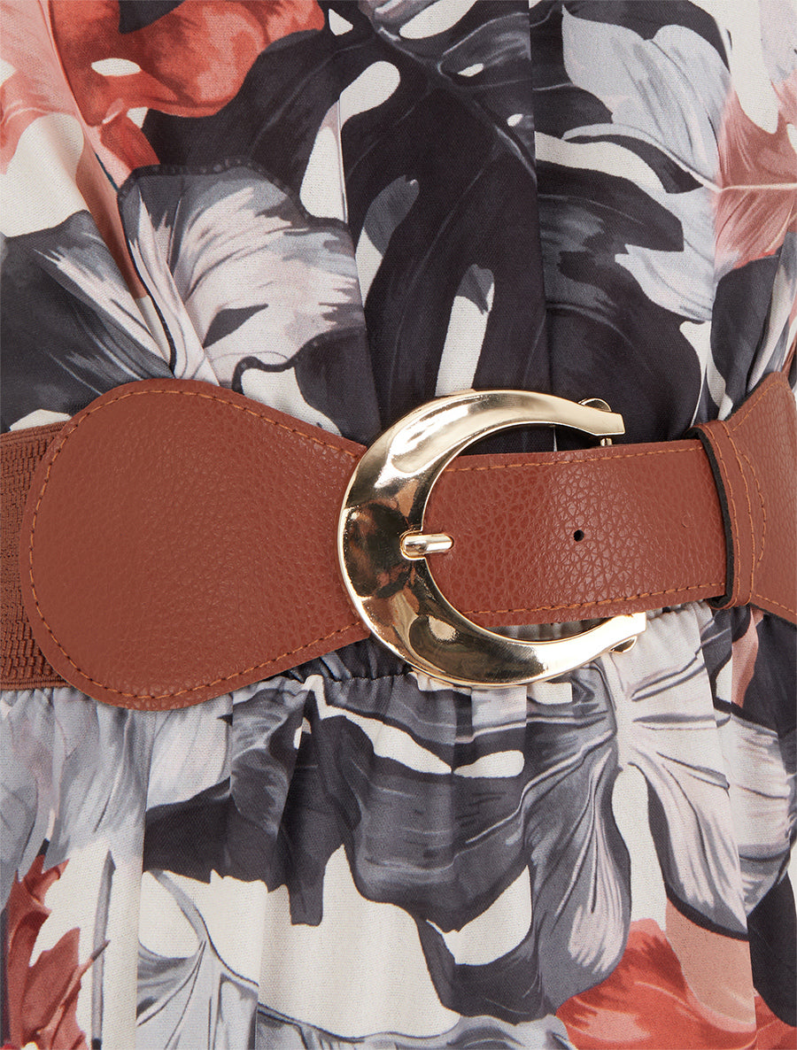 Robe longues sans manches imprimé tropical - Noir - 3