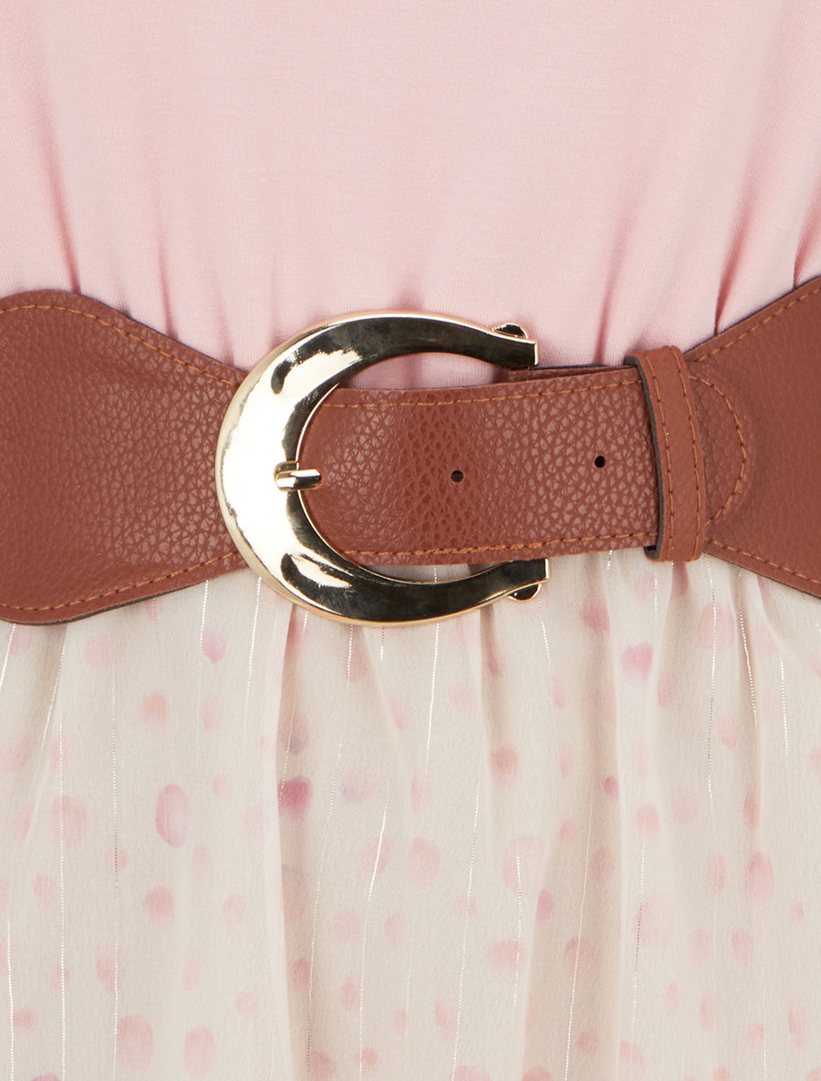 Robe coupe évasée imprimé pois fantaisies - Rose - 3