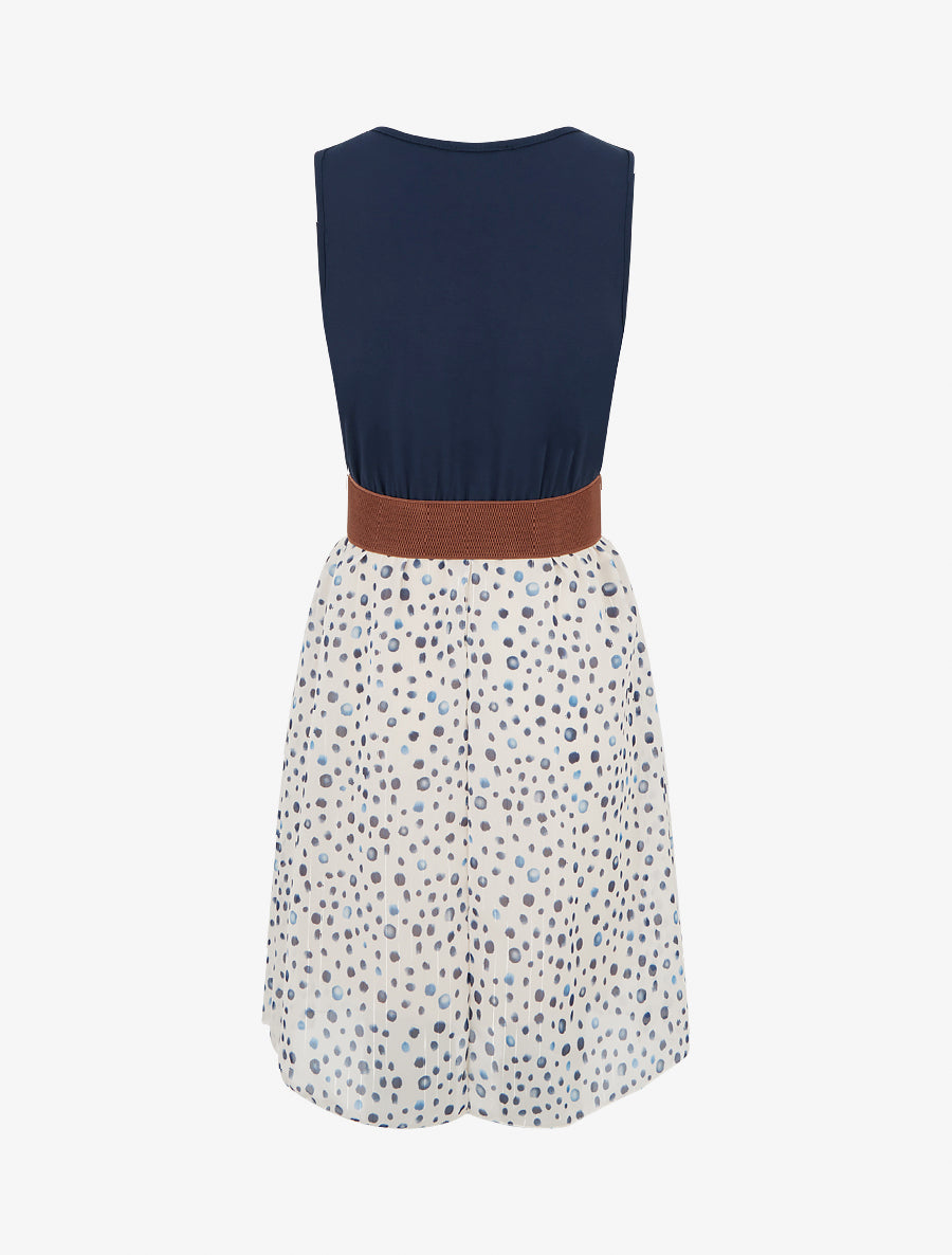 Robe coupe évasée imprimé pois fantaisies - Marine - 2