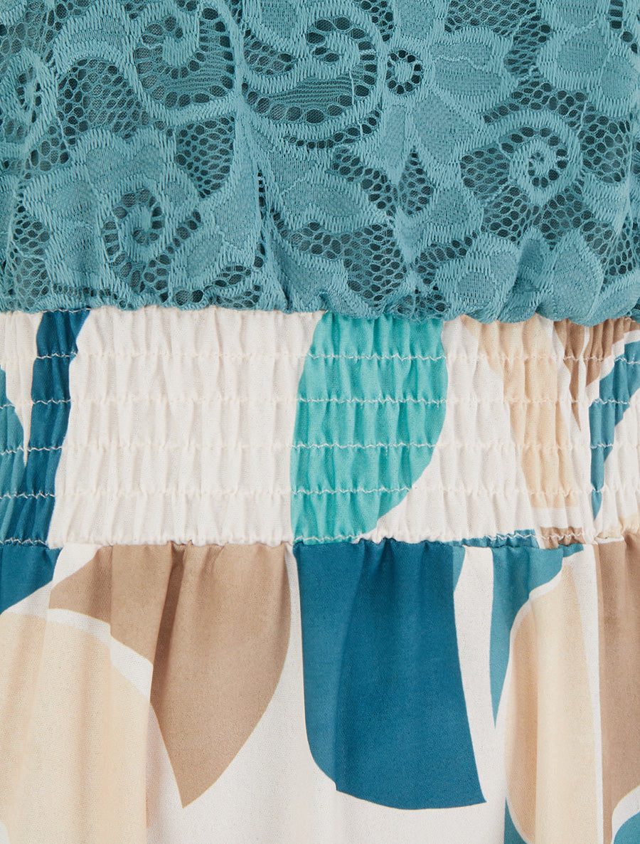 Robe imprimé abstrait à bretelles en crochet - Turquoise - 3