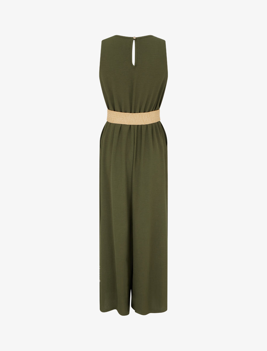 Combinaison ample à bords brodés - Kaki - 2