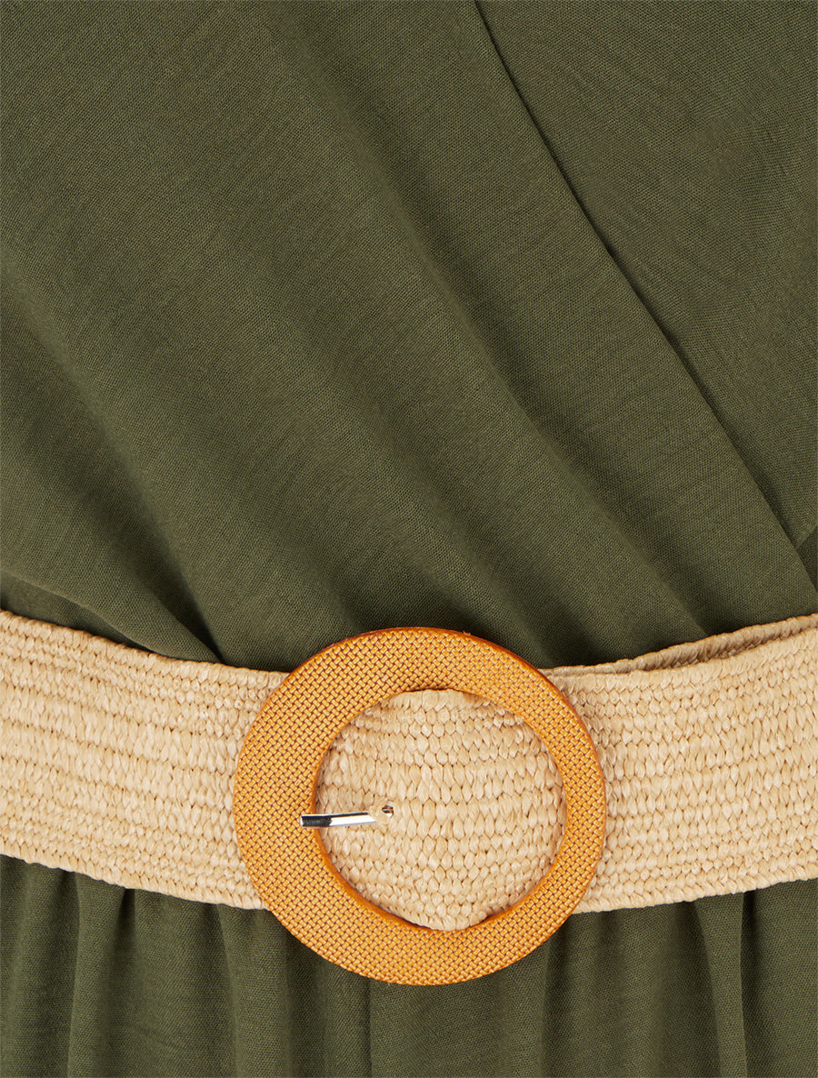 Combinaison ample à bords brodés - Kaki - 3