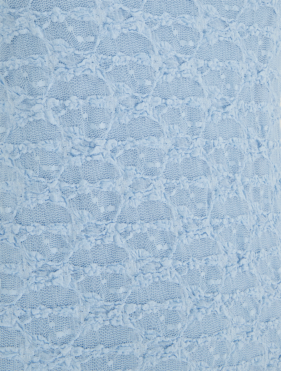 Top uni en dentelle à col rond - Bleu ciel - 3