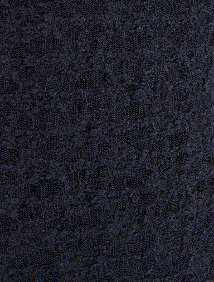 Top uni en dentelle à col rond - Marine - 3