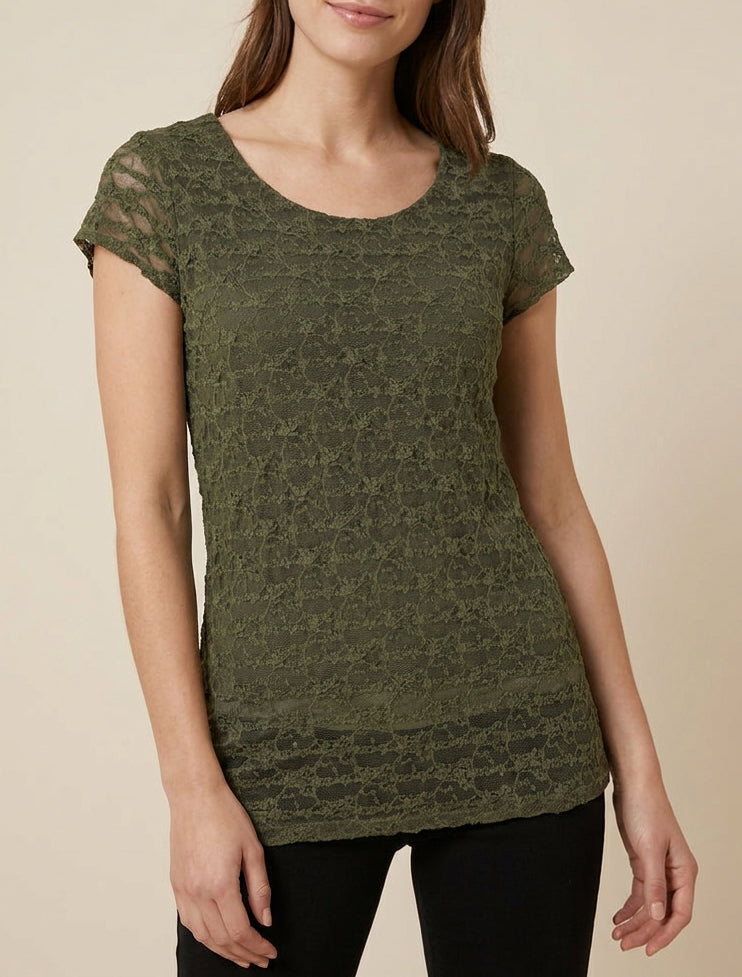 Top in pizzo a collo rotondo - Cachi