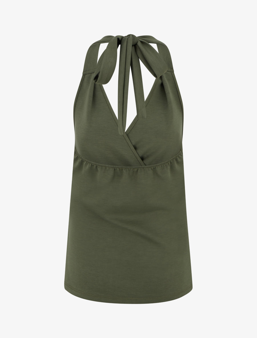 Top à dos nu et empiècement bijou - Kaki - 2