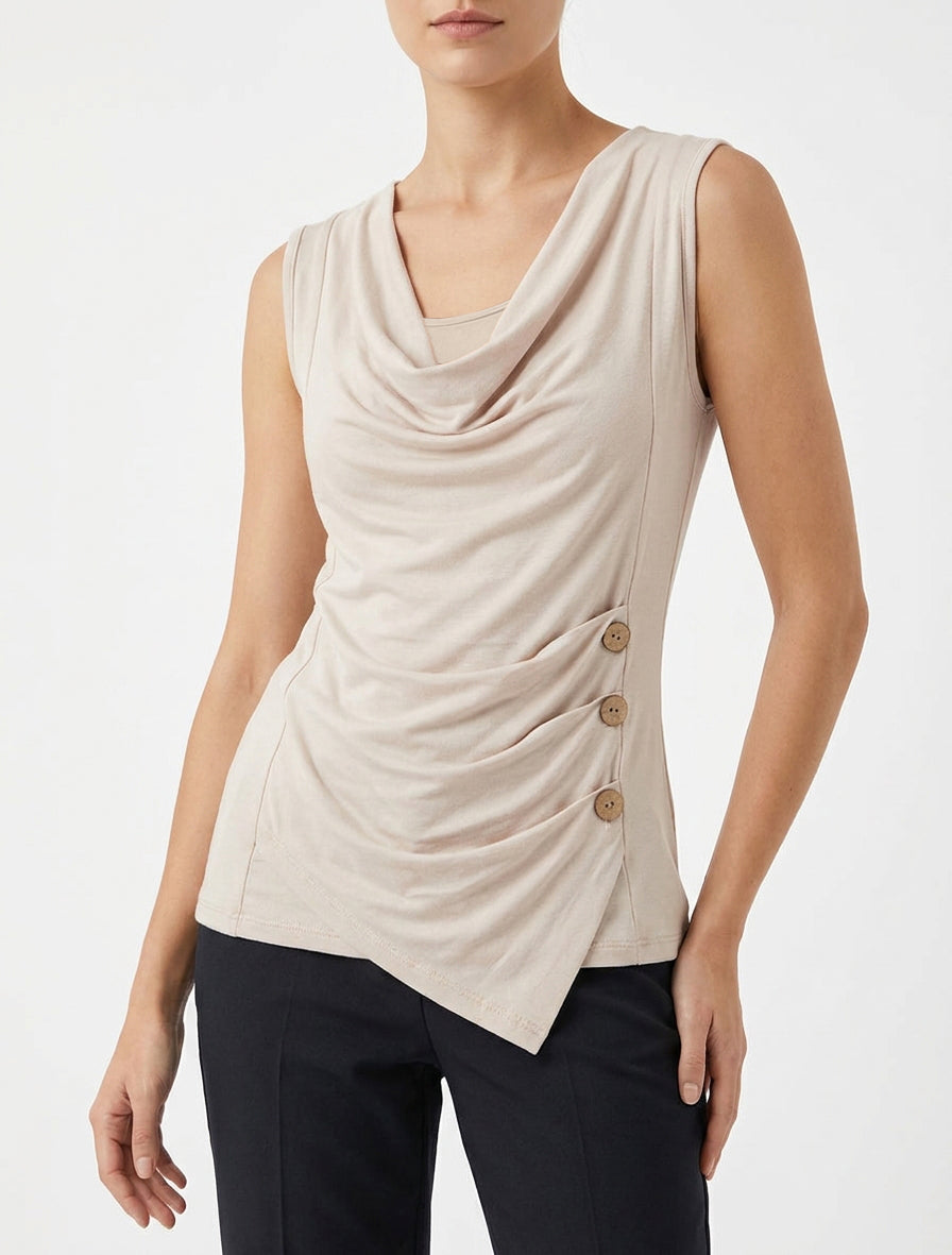 Top senza maniche con scollo rotondo - Beige