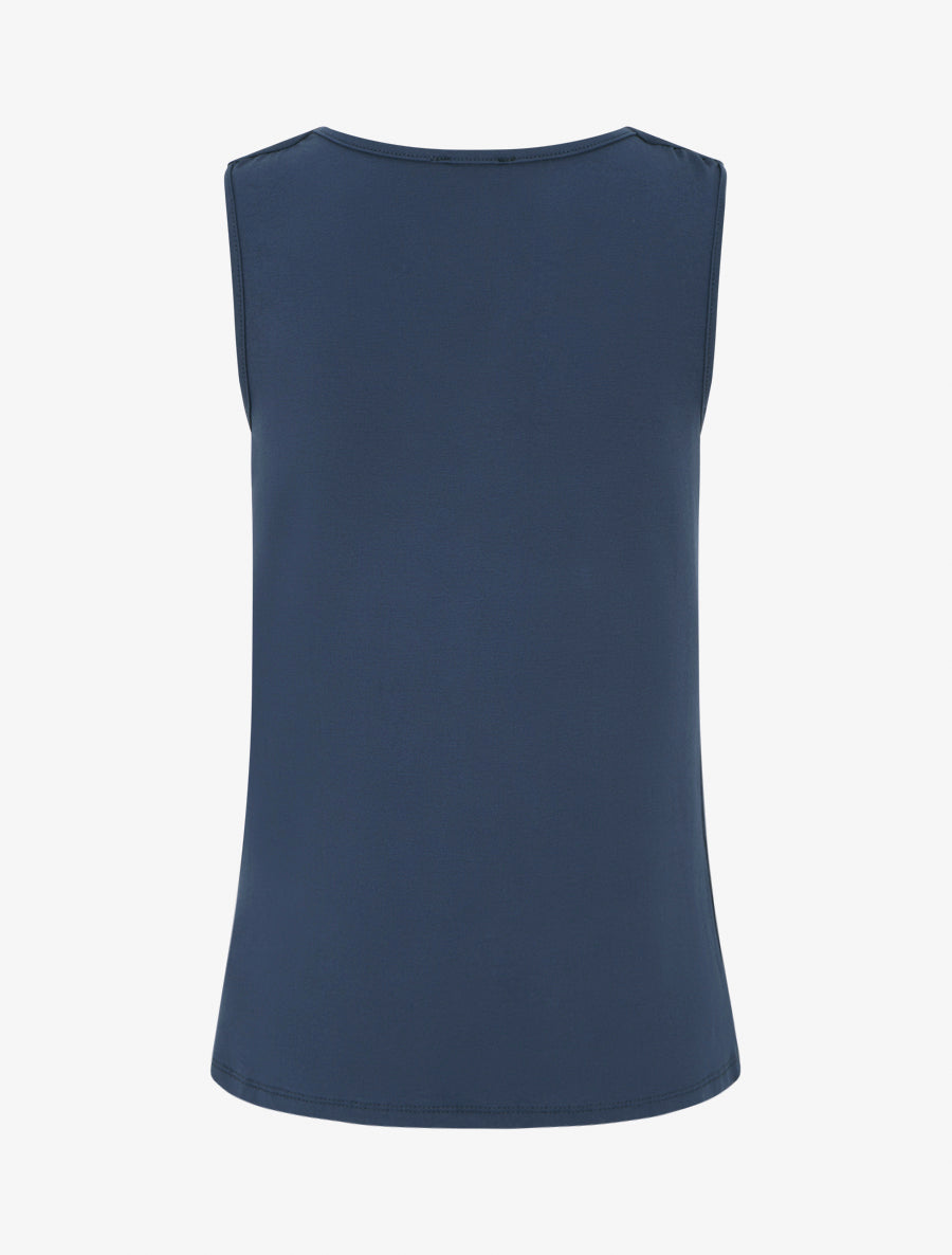 Top sans manches effet superposé à bijou - Marine - 2