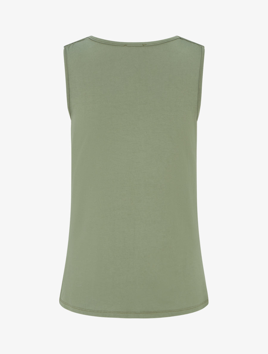 Top sans manches effet superposé à bijou - Kaki - 2