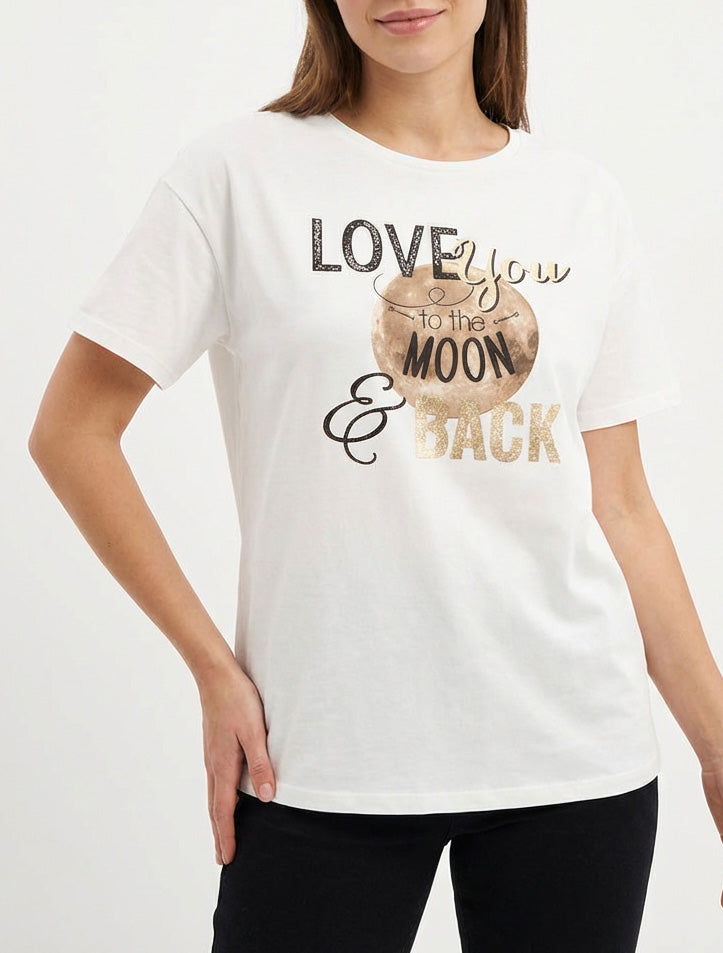 Maglietta Ti amo fino alla luna - Bianco