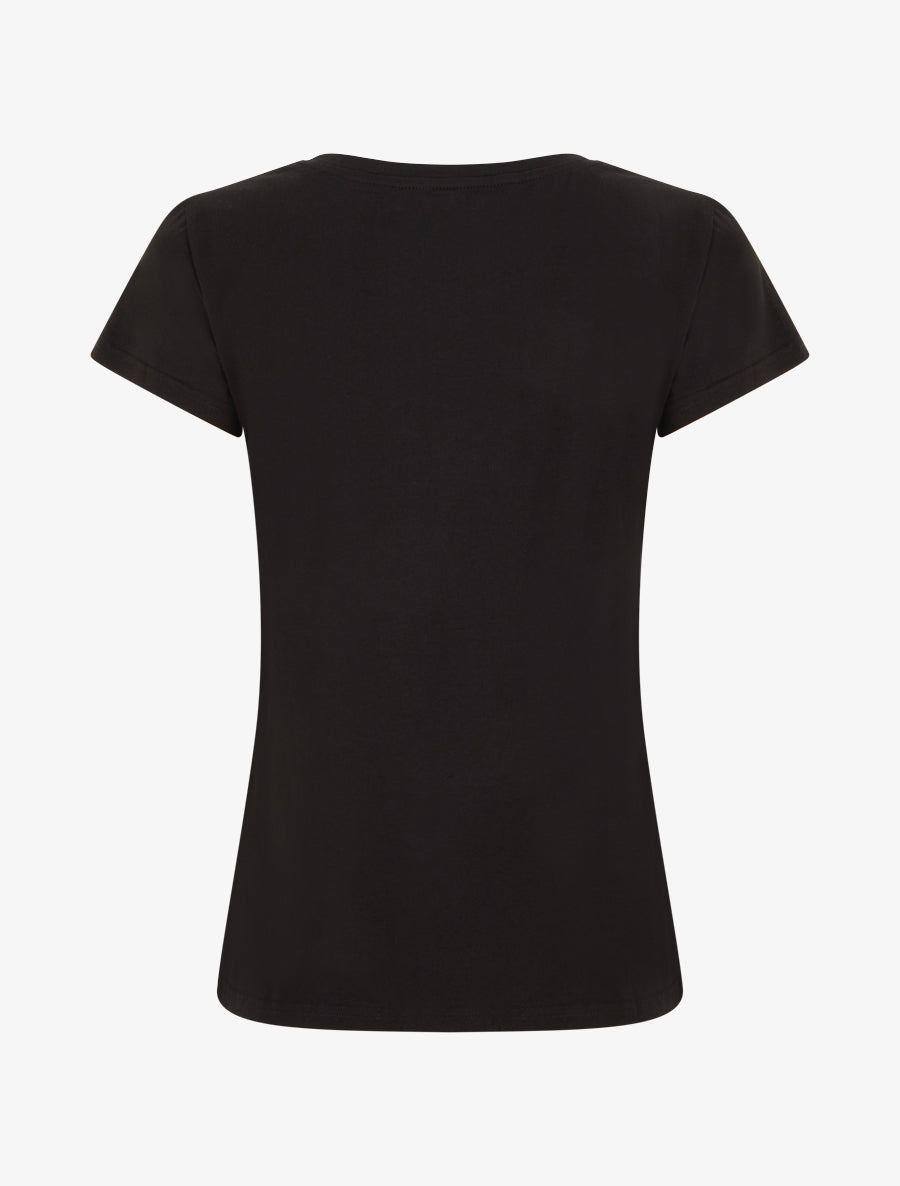 T-shirt à strass et flocage oiseaux - Noir - 2