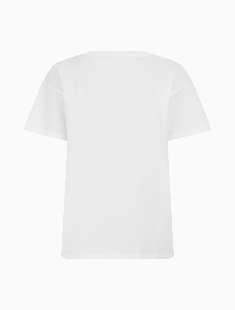 T-shirt à motif floral et strass - Blanc - 2