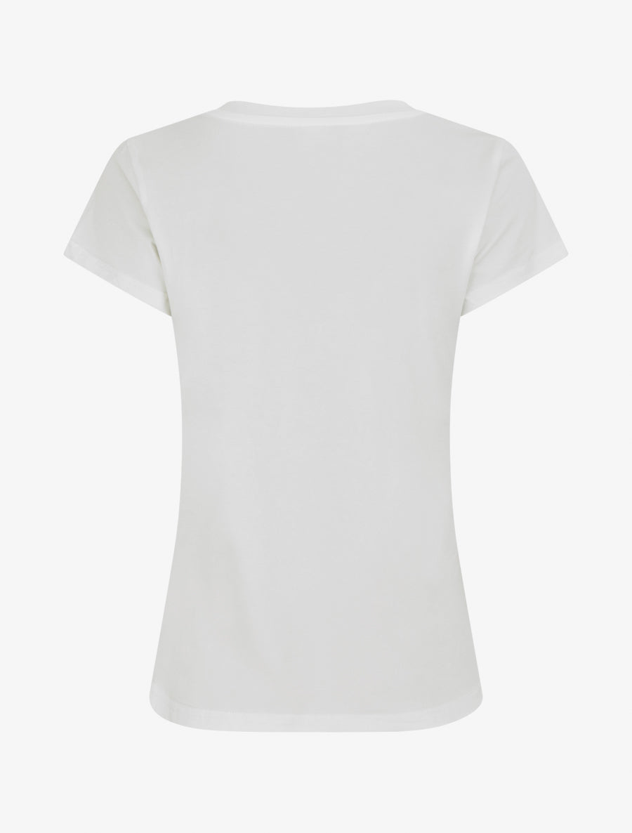 T-shirt à message et motif fleurs strassés - Blanc - 2