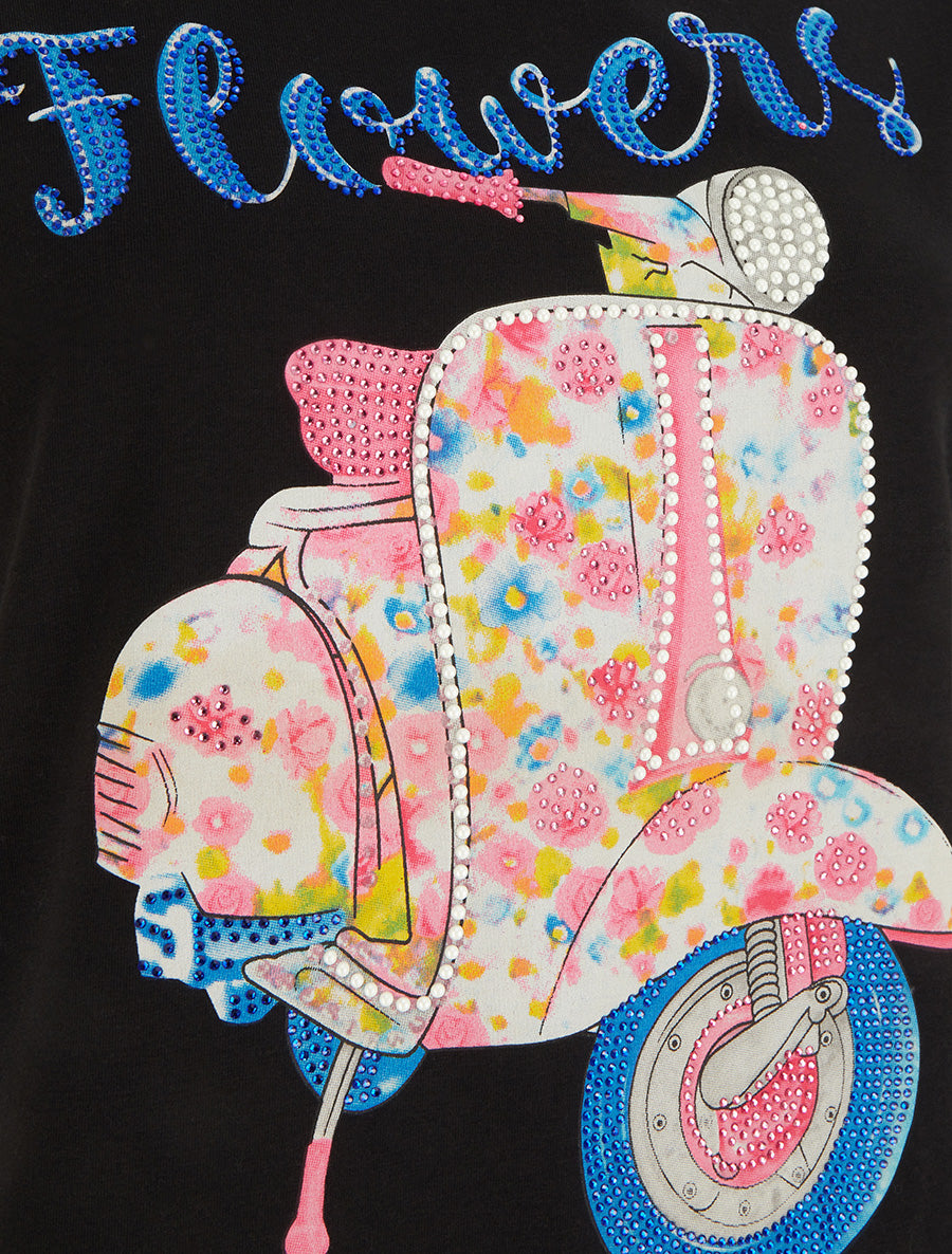 T-shirt à motif scooter strassé - Noir - 3