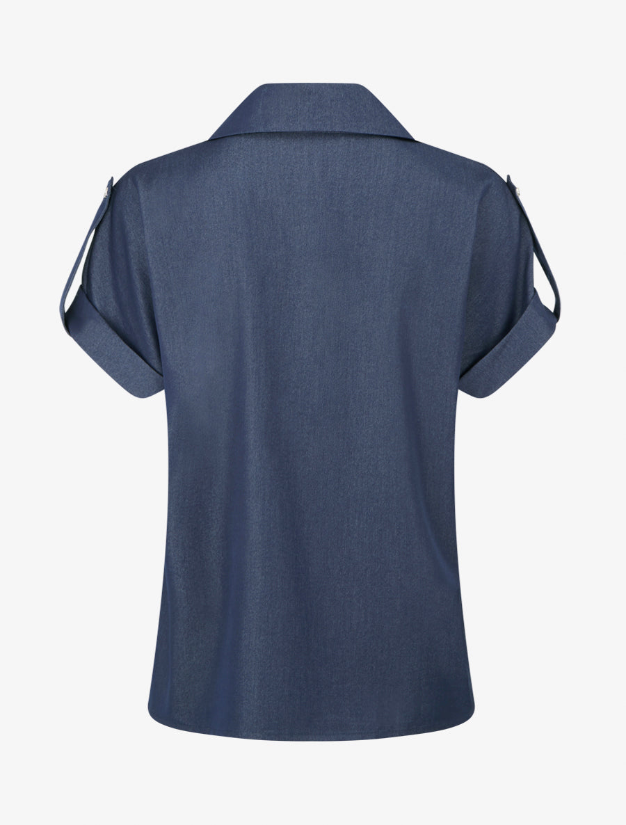 Chemise uni à poches - Bleu brut - 2