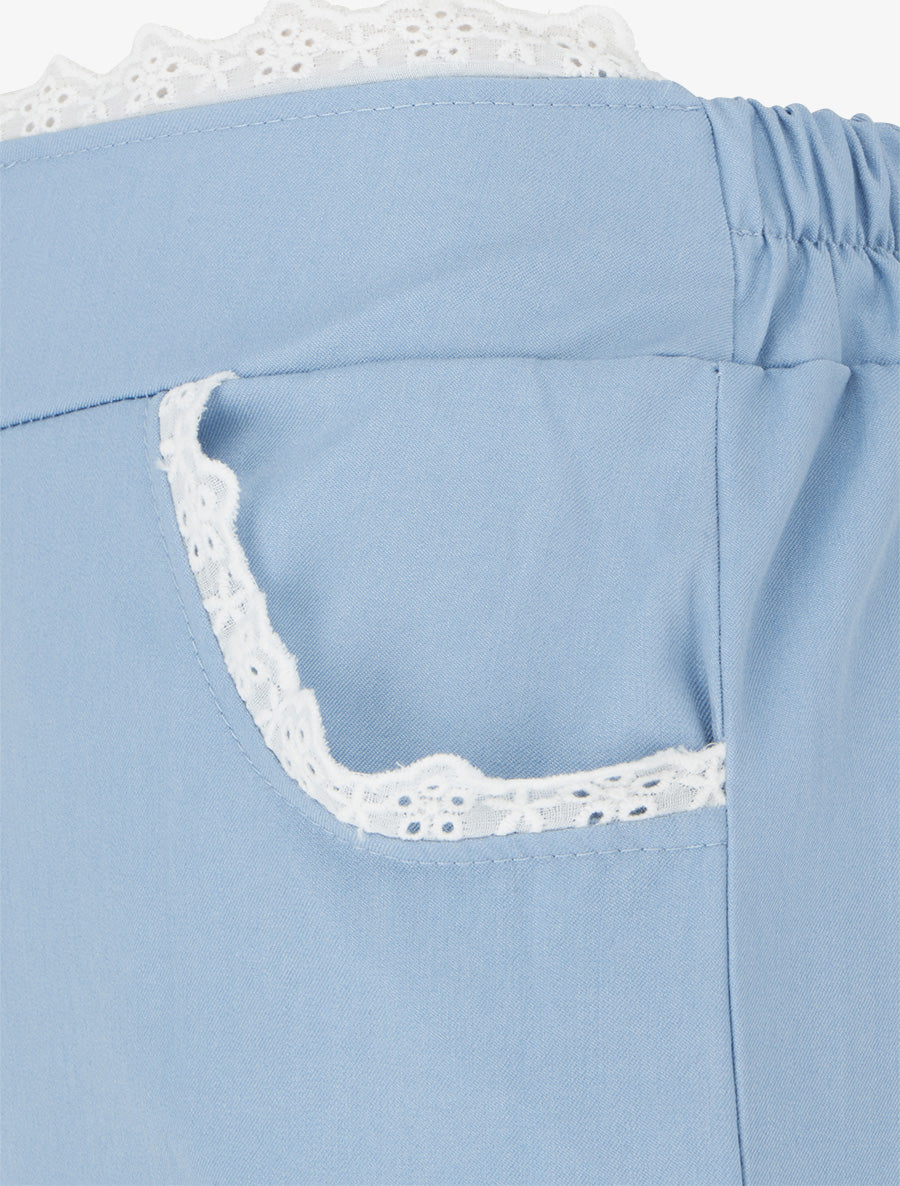Pantalon ample à dentelle - Bleu ciel - 3