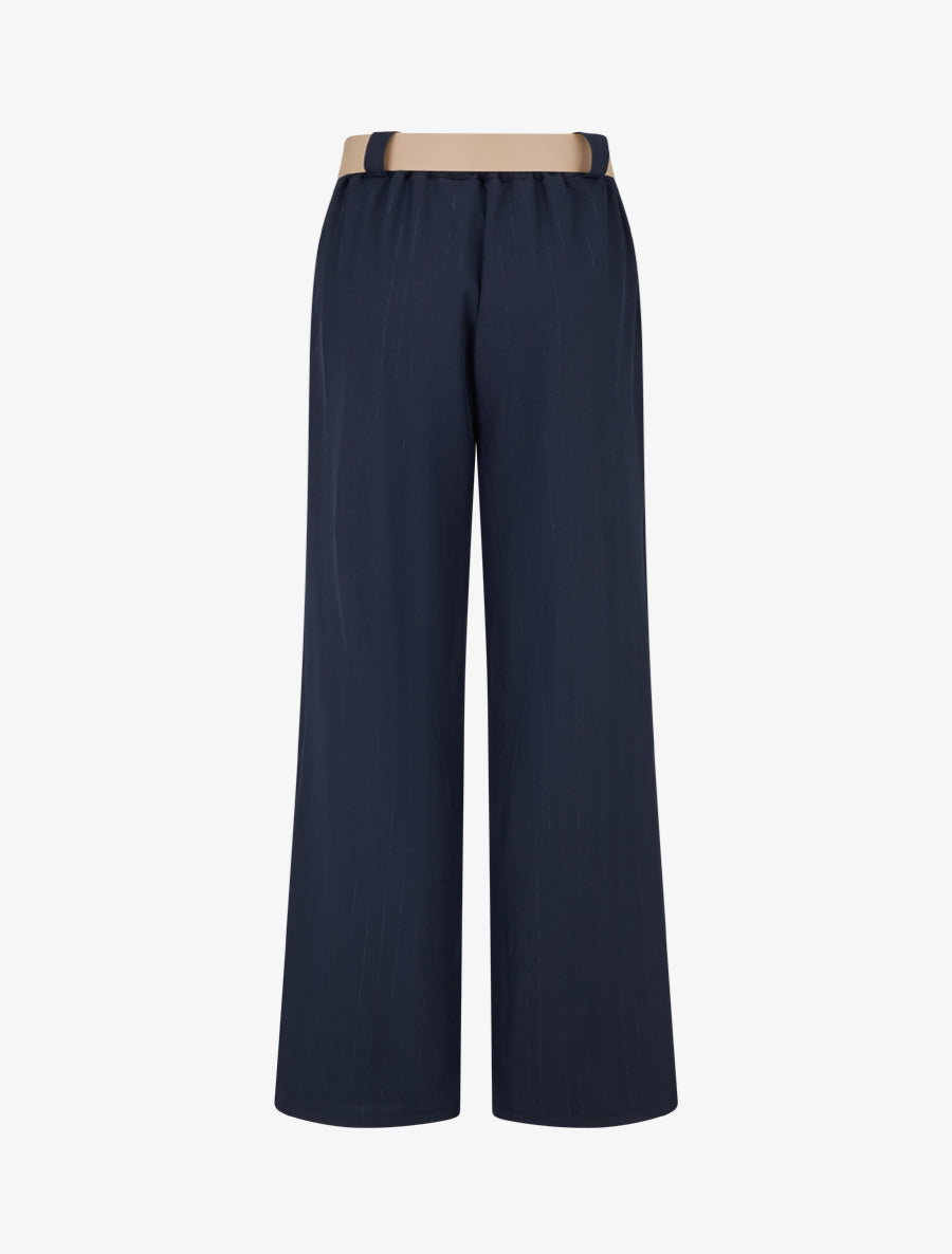 Pantalon à fines rayures irisées - Marine - 2