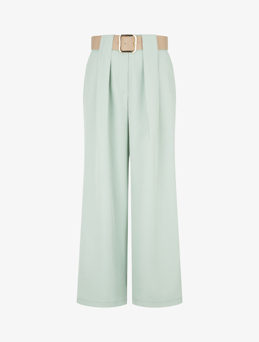 Pantalon uni à passant stylisé - Vert d&