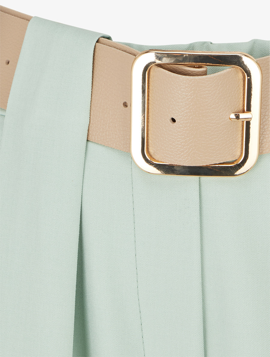 Pantalon uni à passant stylisé - Vert d&