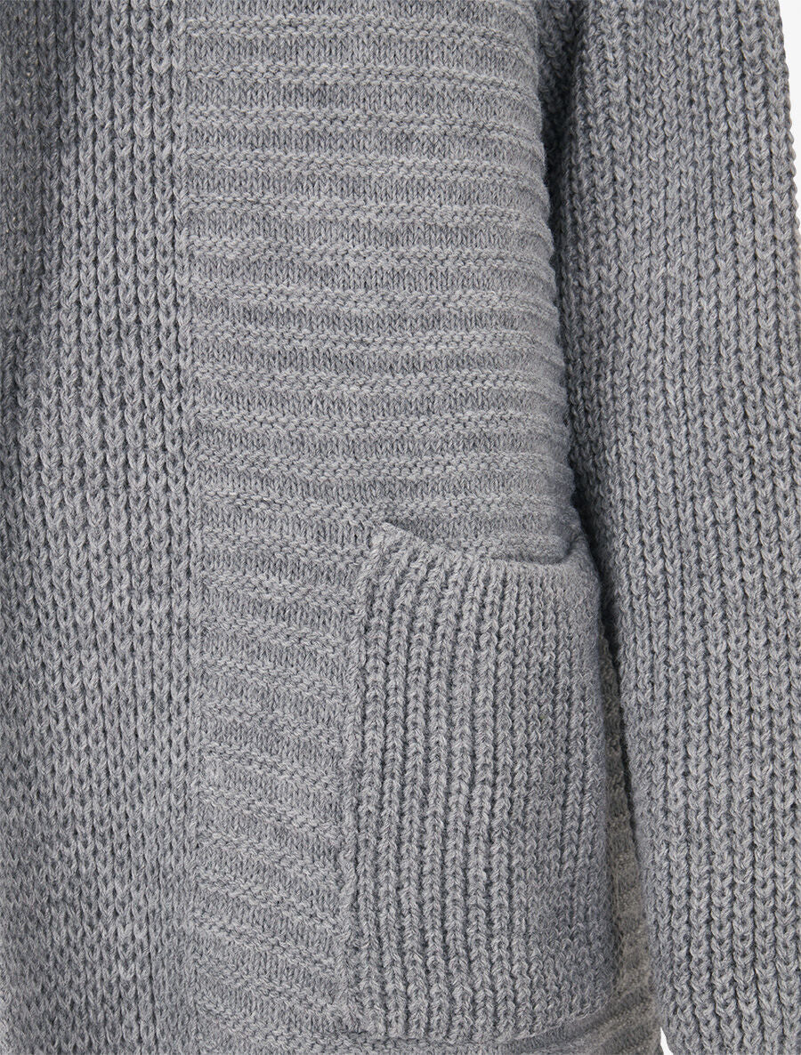 Gilet en maille à capuche - Gris - 3