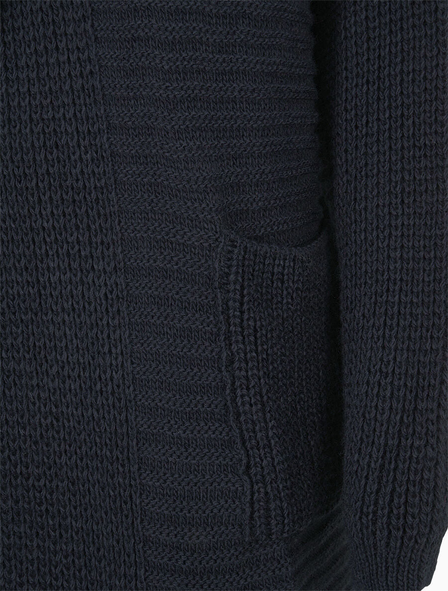 Gilet en maille à capuche - Marine - 3