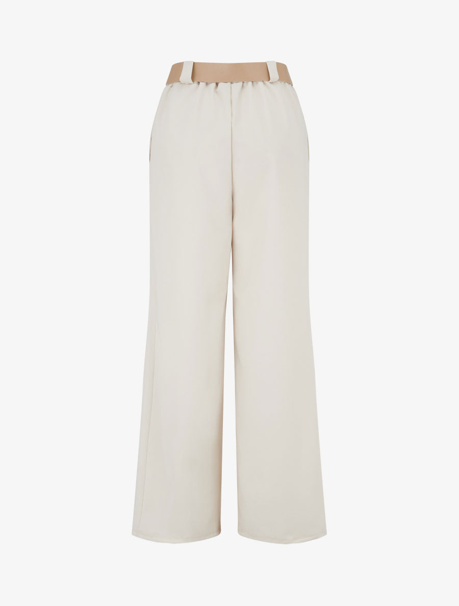 Pantaloni dritti uniti elasticizzati - Beige