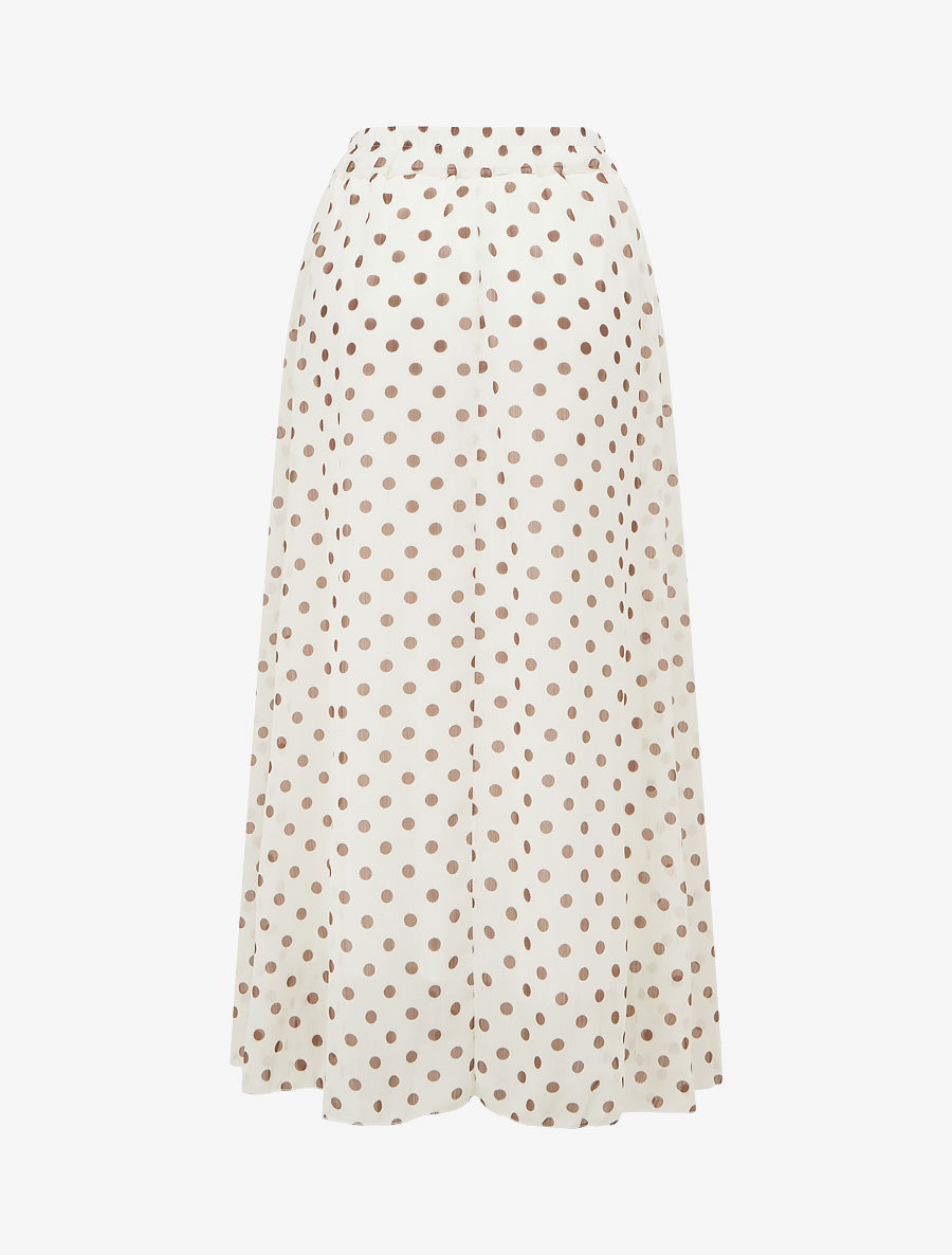 Jupe imprimé pois à taille élastiquée - Écru - 2