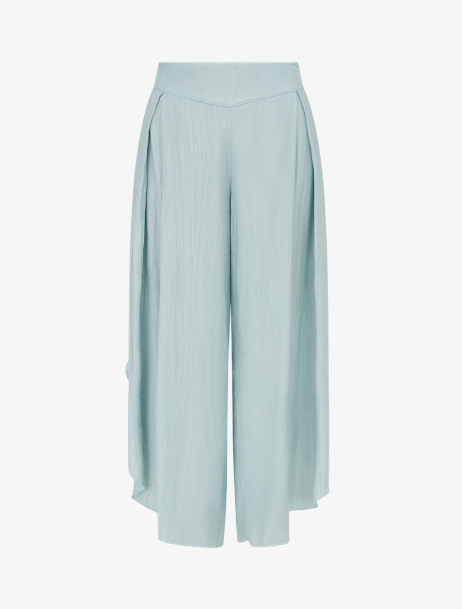 Pantalon texturé style sarouel fendu - Turquoise - 1