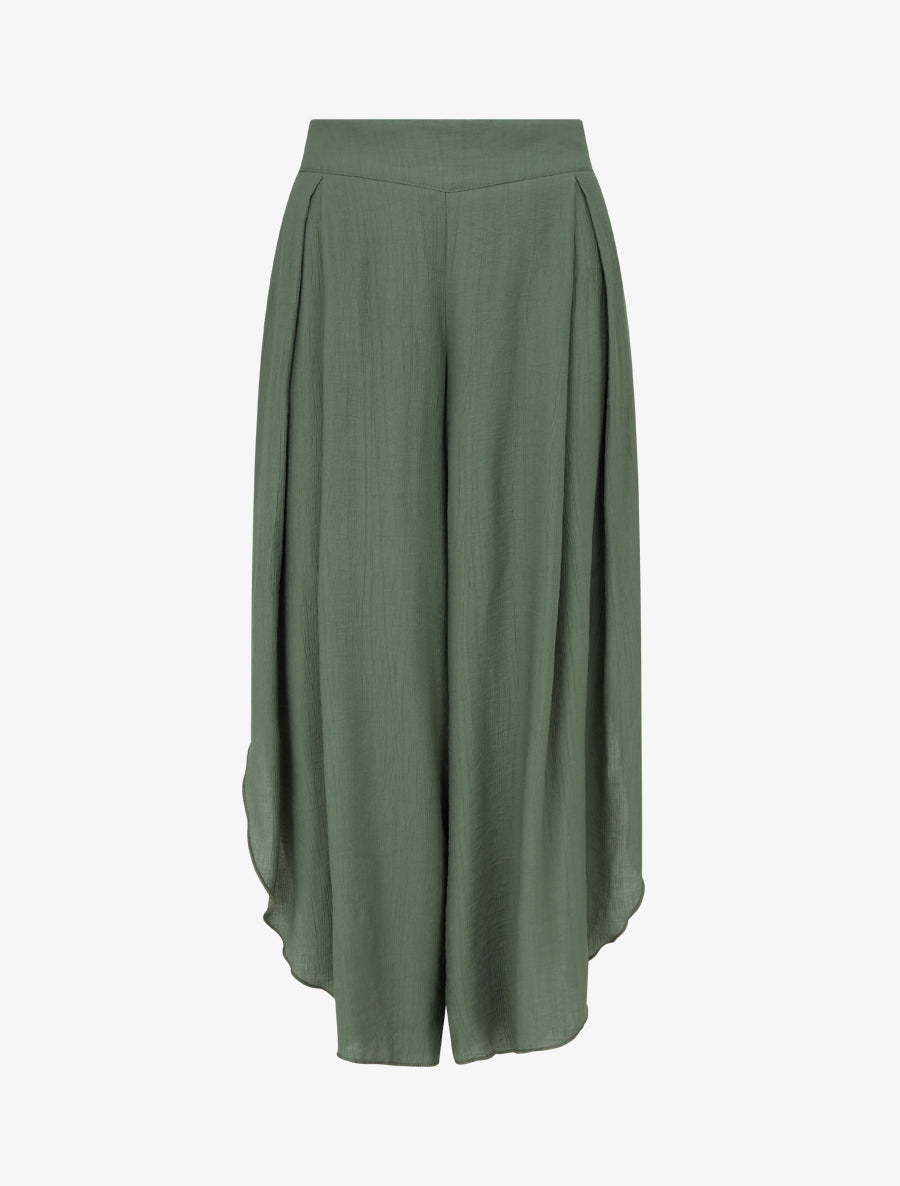 Pantalon texturé style sarouel fendu - Kaki - 1