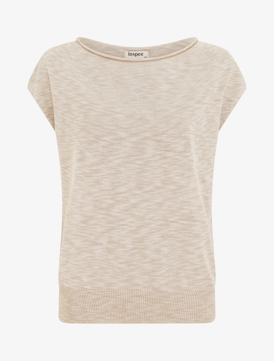 Top fin en maille - Beige - 1