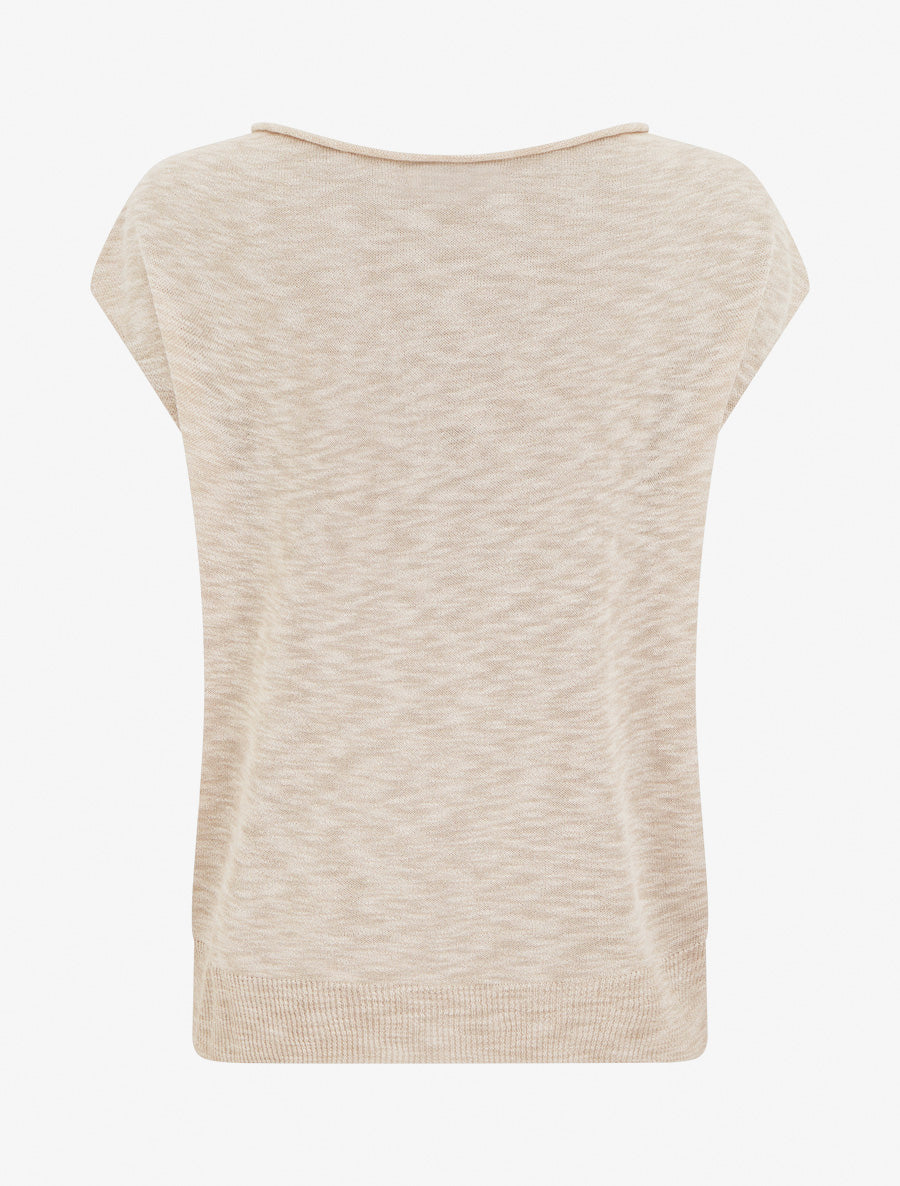 Top fin en maille - Beige - 2