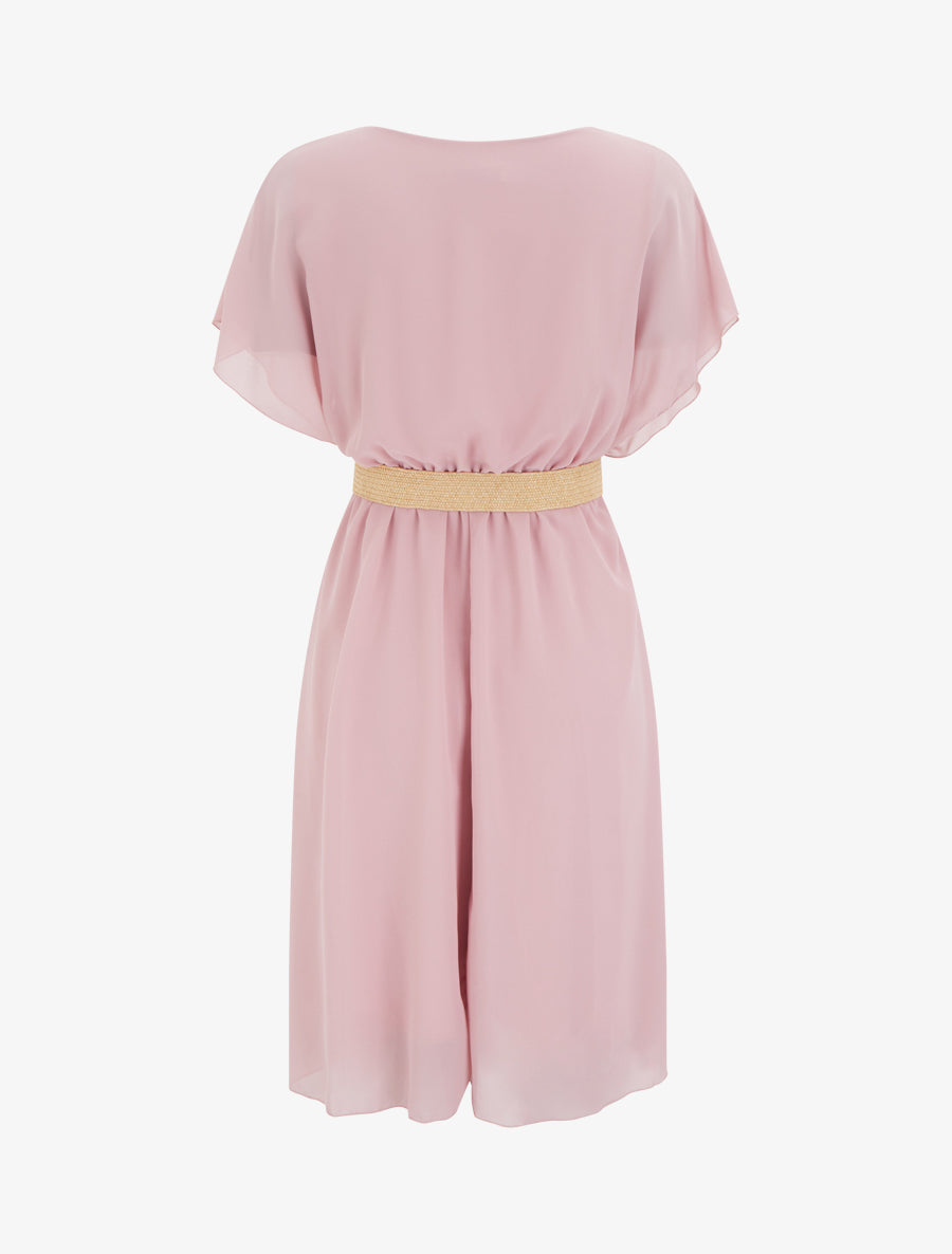 Robe mi-longue unie coupe patineuse - Rose - 2