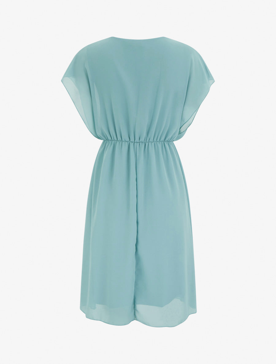 Robe évasée à manches courtes et col cache-coeur - Vert d&