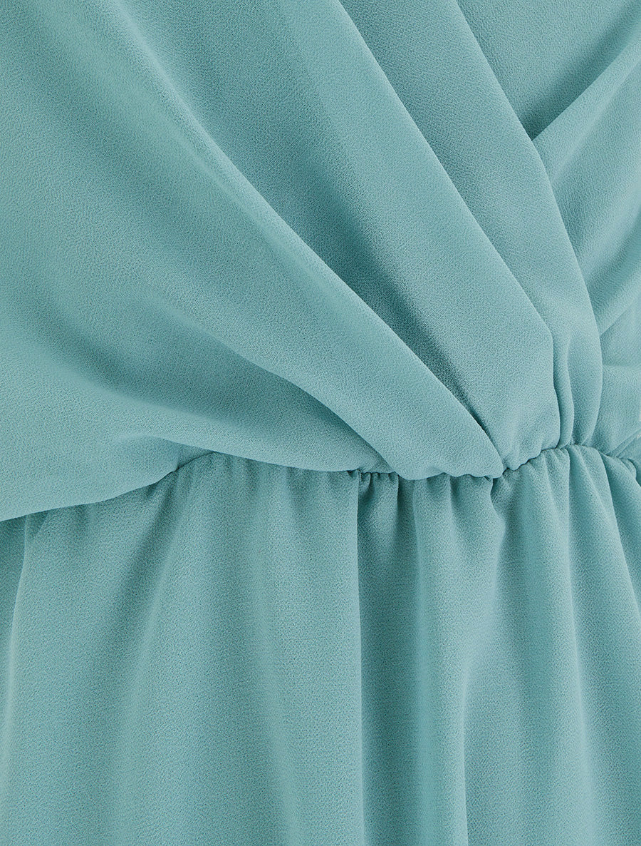 Robe évasée à manches courtes et col cache-coeur - Vert d&
