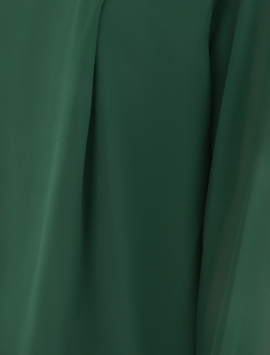 Blouse unie à poignets élastiqués - Vert sapin - 3