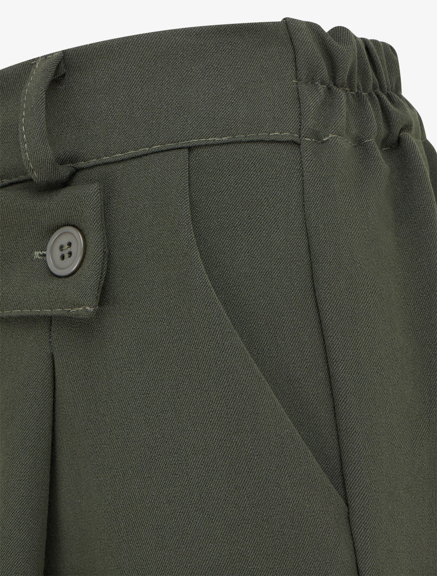 Pantalon uni droit à fermeture sur le côté - Kaki - 3