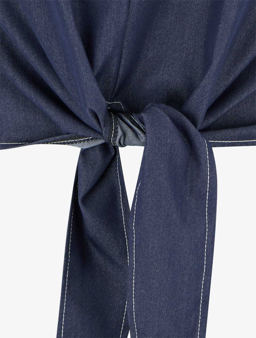 Top droit à nouer - Bleu denim - 3