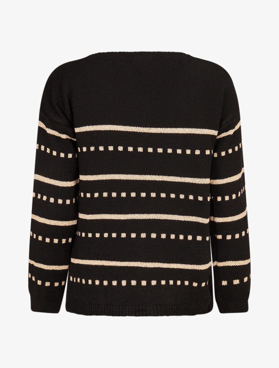 Pull imprimé lignes et points - Noir - 2
