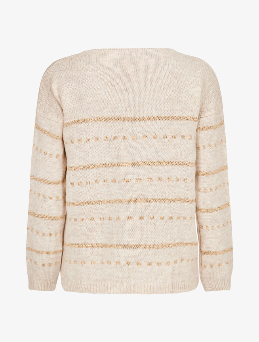 Pull imprimé lignes et points - Écru - 2
