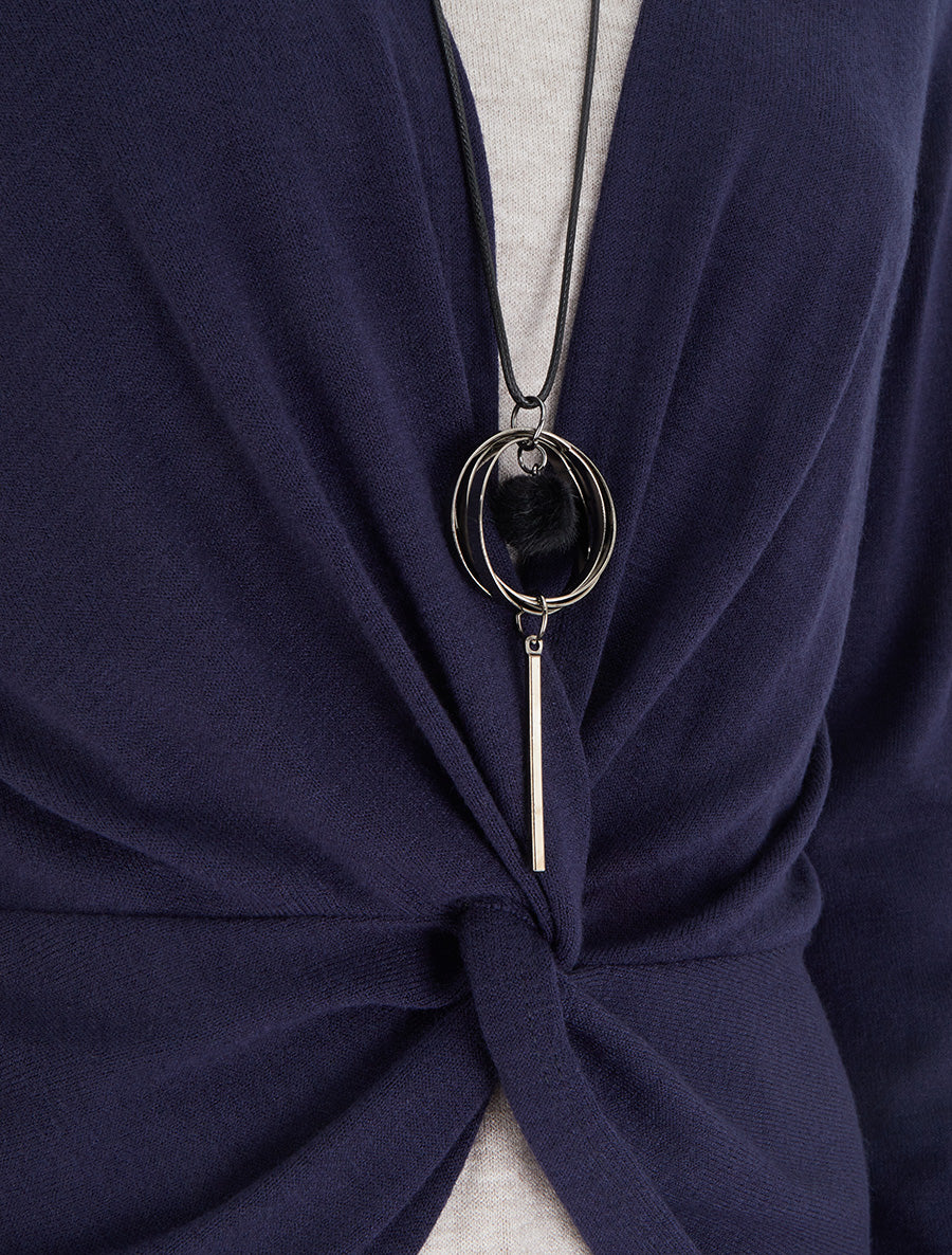 Pull style cache-coeur effet torsadé - Marine - 3