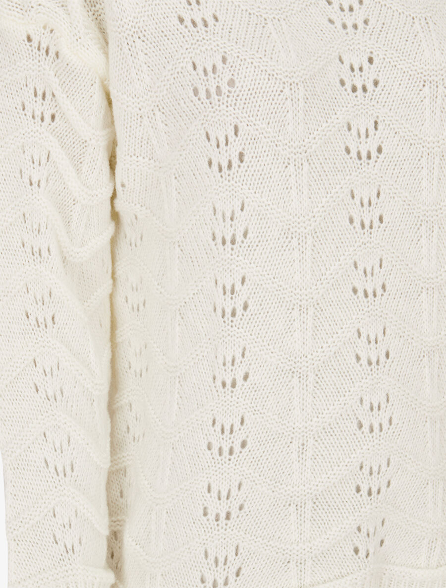 Pull à relief zig-zag et ajouré - Écru - 3