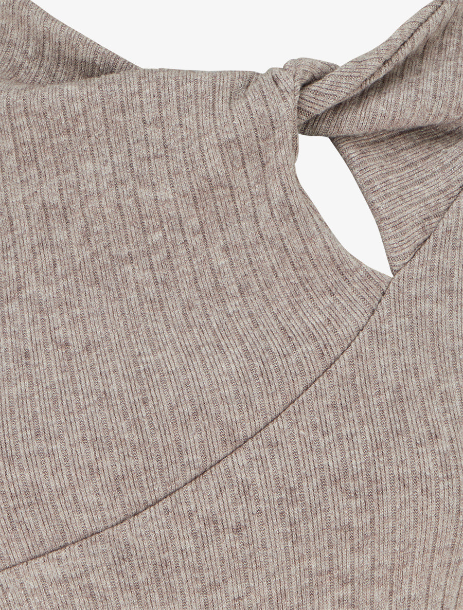 Pull côtelé à col rond torsadé - Taupe - 3