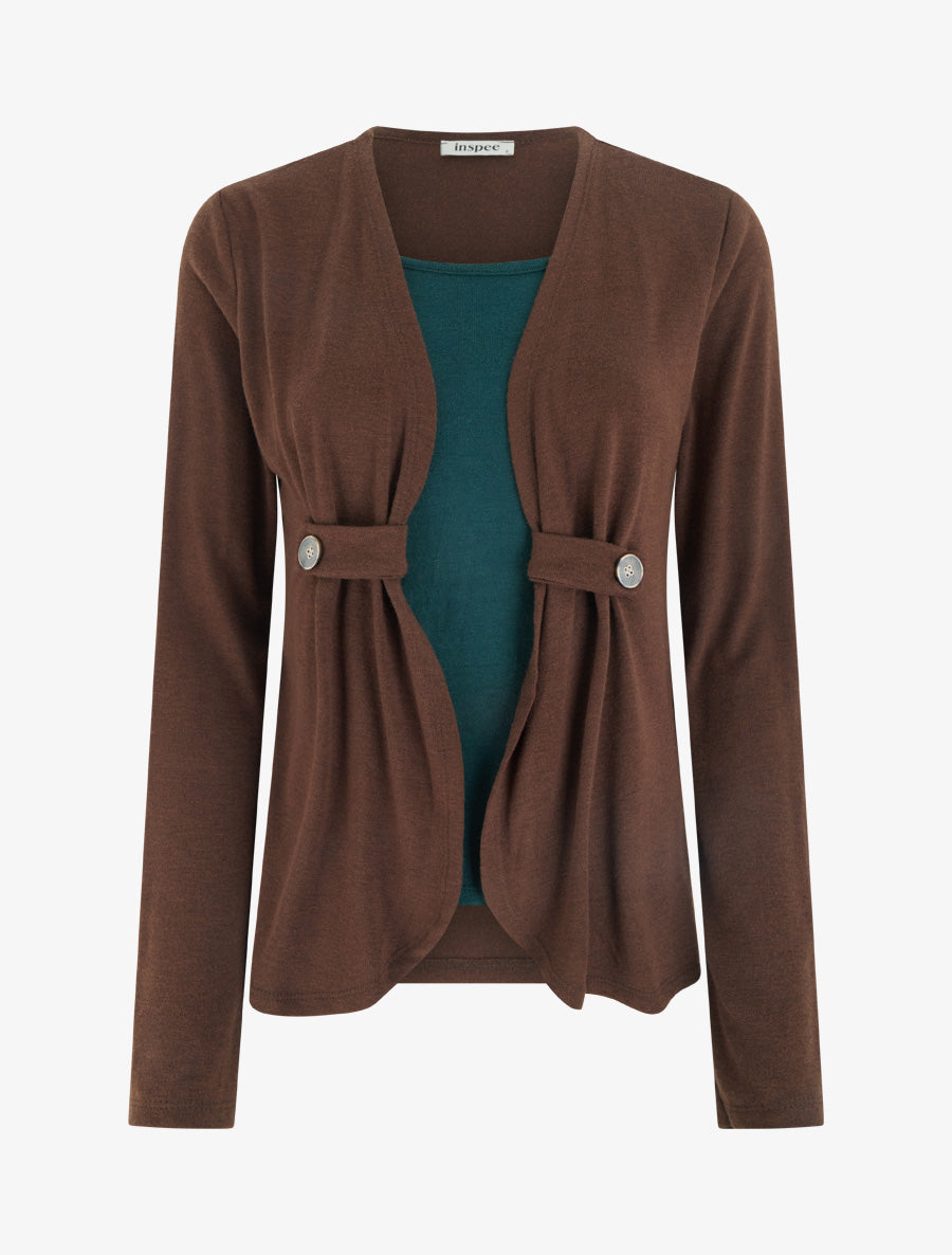 Pull style gilet en trompe l&