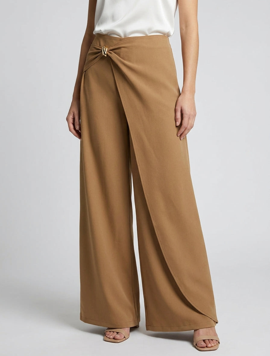 Pantaloni ampi con pannello e gioiello metallico - Chameau