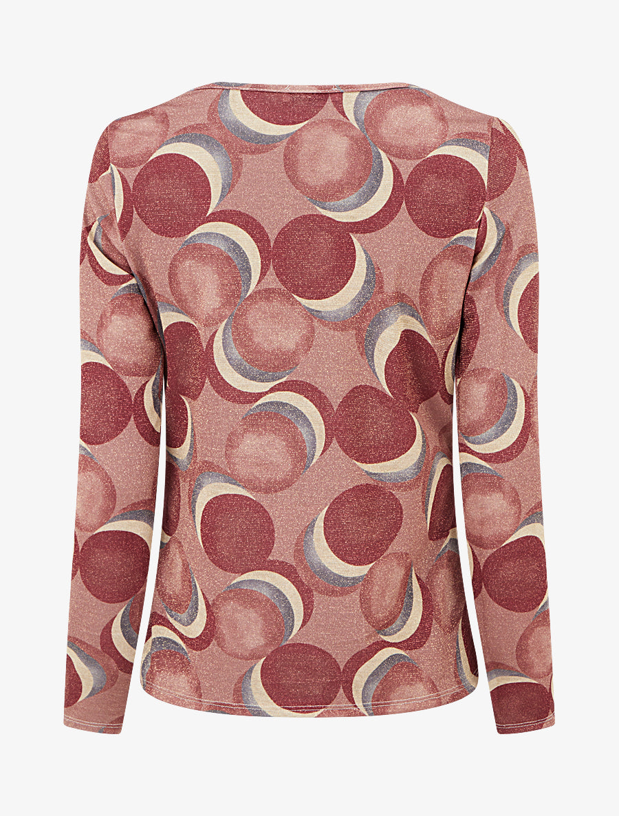 Top droit irisé imprimé ronds fantaisies - Vieux rose - 2
